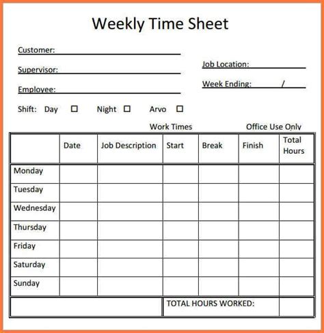 Printable Weekly Time Sheets Check more at https ...