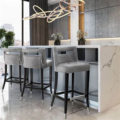 Candelabra Home Hart Velvet Bar and Counter Stool | Modern bar stools kitchen, Bar stools ...
