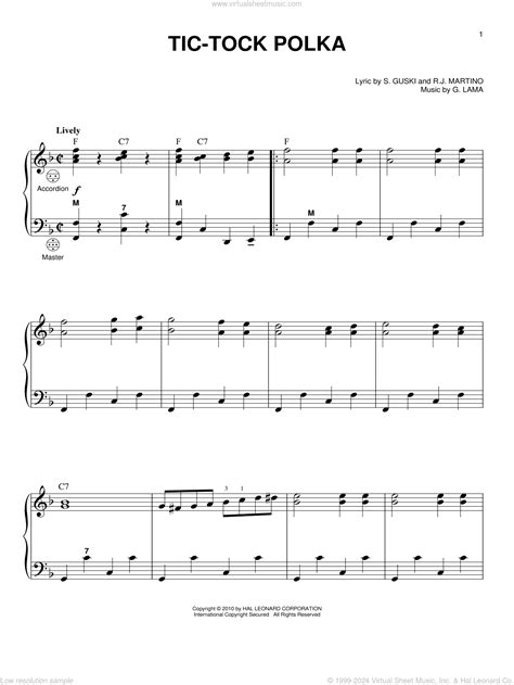 Yankovic - Tic-Tock Polka sheet music for accordion [PDF]