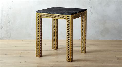 perforated black marble side table | CB2 | Black marble side tables ...