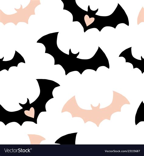 Halloween pattern with black and pink bats Vector Image