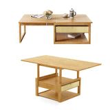 Japandi Wooden Folding Coffee Table Set Dining Table Rattan Nesting ...