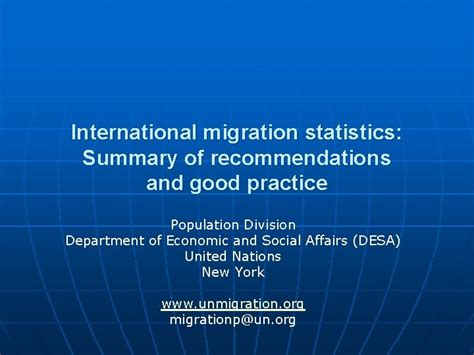 International migration statistics Summary of recommendations and good