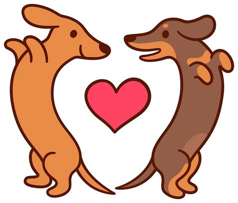 Cute cartoon dachshunds in love | Dachshund drawing, Dachshund cartoon ...