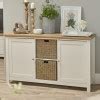 Cream & Oak Sideboard with Storage Cupboards & Baskets - LPD Cotswold ...