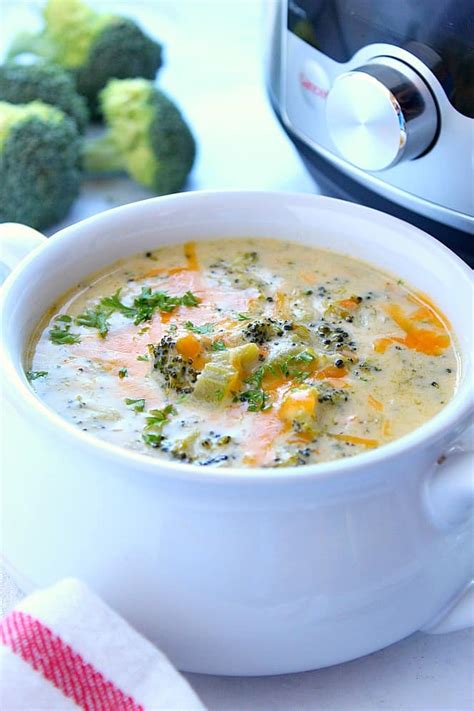 Instant Pot Broccoli Cheddar Soup - Crunchy Creamy Sweet