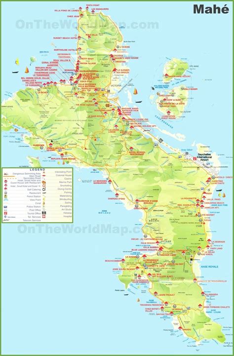 Large detailed tourist map of Mahe island | Tourist map, Seychelles islands, Tourist