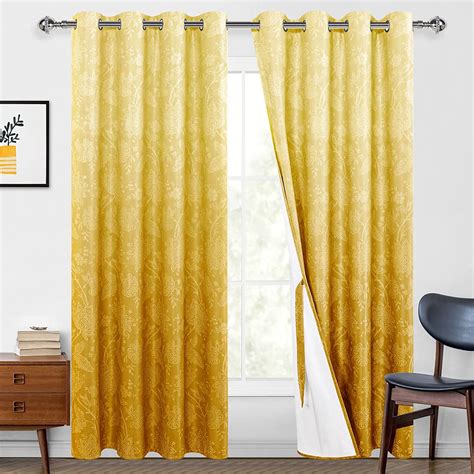 Hiasan Yellow Blackout Curtains 84 Inches Long - Thermal Insulated ...