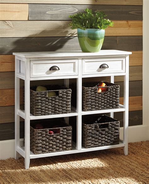 Ashley Oslember Storage Accent Table with Baskets | Homemakers Furniture | Wooden console table ...