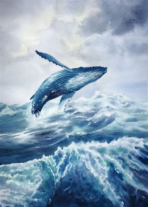 Blue Whale (2018) Watercolour by Olga Beliaeva Watercolour | Whale ...