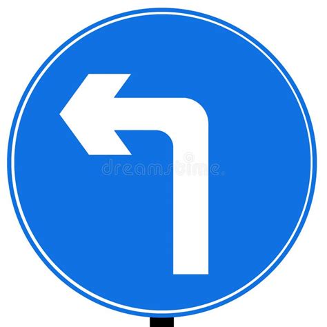 Turn Left Ahead Traffic Sign Stock Illustration - Illustration of ...