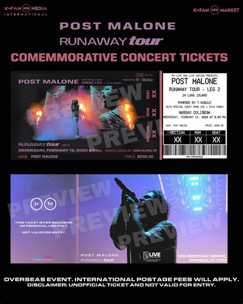 Post Malone Runaway Tour Commemorative Tickets | Etsy