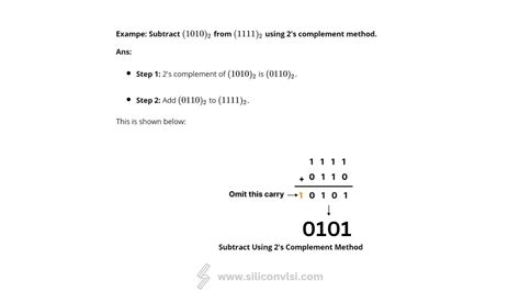 2’s Complement Subtraction of Binary Numbers - Siliconvlsi