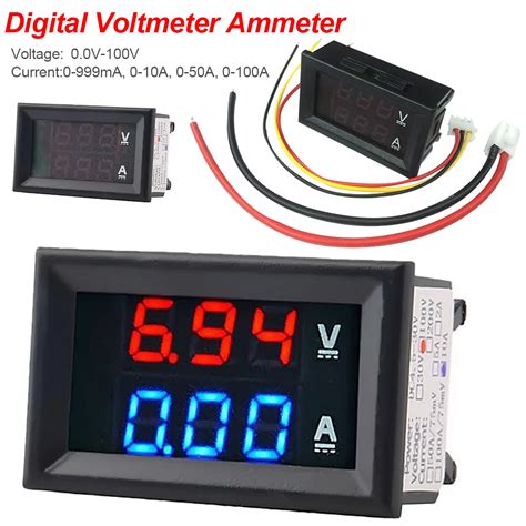 Digital Dc Voltmeter Ammeter 3 Bit Dc 100v 10a Voltage Current Meter ...