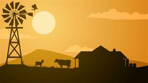 Farm Landscape Silhouette Vector Art, Icons, and Graphics for Free Download