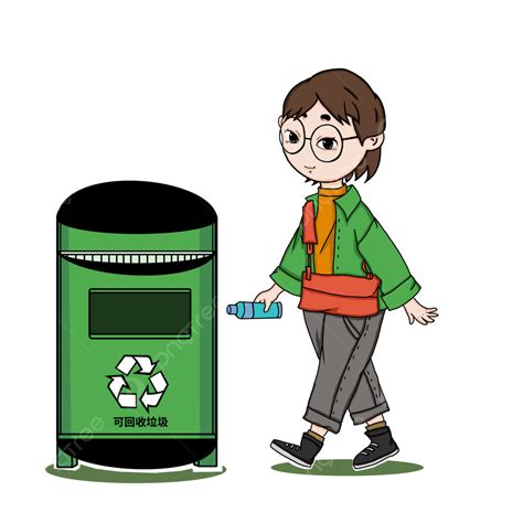 Recycle Garbage Can Clipart Transparent Background, Cartoon Little Girl Garbage Classification ...