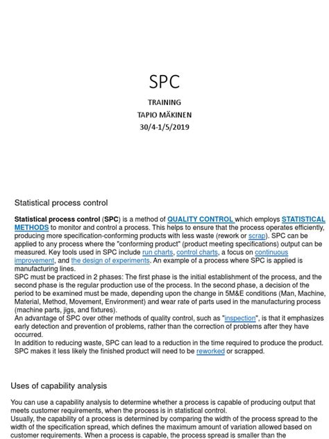 SPC Training | PDF | Evaluation Methods | Statistics