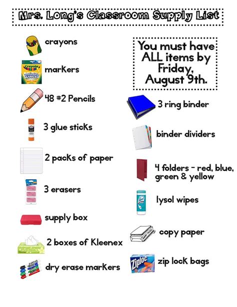 Supply List | Elementary school supplies, School supplies elementary, Kindergarten school supply ...