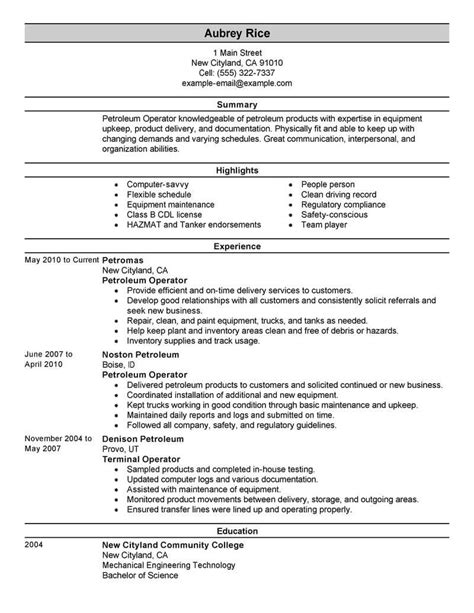 Professional Petroleum Operator Resume Examples