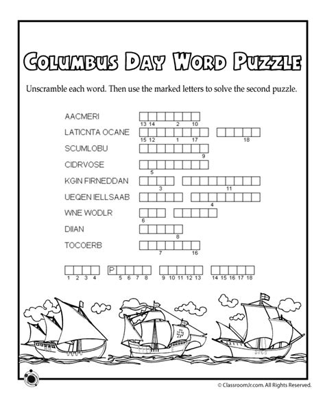 Columbus Day Word Puzzle | Woo! Jr. Kids Activities : Children's Publishing