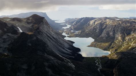 Aerial Greenland Tundra Meltwater Lakes Valley Global Warming ...