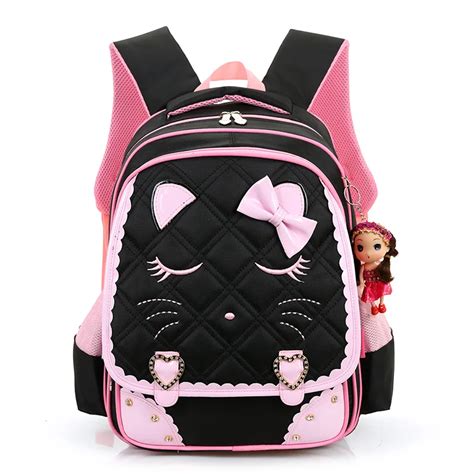 מוצר - 2017 New Cartoon Cat Girls School Bags Princess Pink Children ...