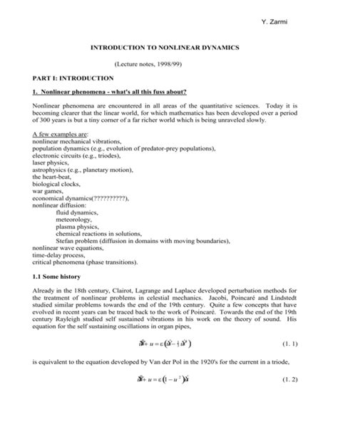 INTRODUCTION TO NONLINEAR DYNAMICS