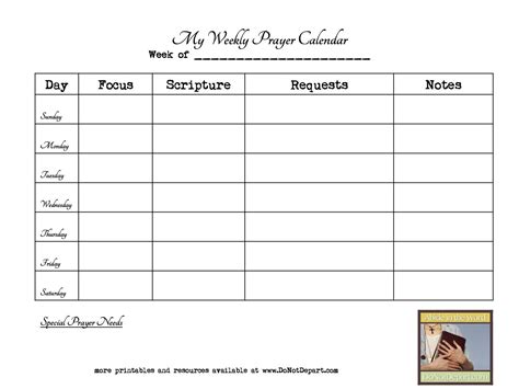 Printable Prayer Calendar - Printable Word Searches