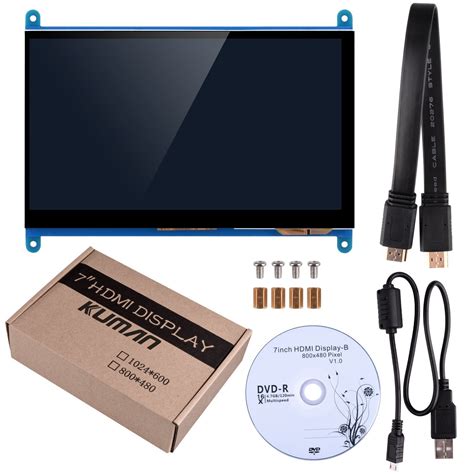 Kuman 7 inch Capacitive Touch Screen HDMI Monitor 800x480 HD TFT LCD Display for Raspberry Pi 4B ...