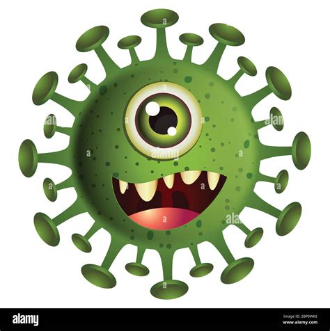 Corona Virus illustration. Green Virus cartoon on white background ...