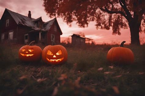 Premium AI Image | Front of an old house on halloween night