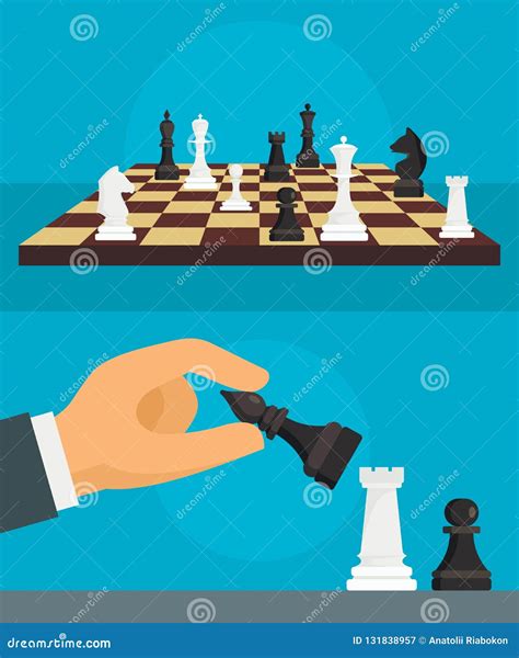 Chess Banner Set, Flat Style Stock Vector - Illustration of background, design: 131838957