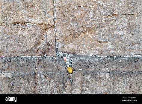 Kotel prayer notes placed in the Western Wall, Jerusalem, Israel Stock ...