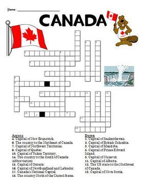 Canada Crossword Puzzle by From Miss McMullen's Classroom to Yours