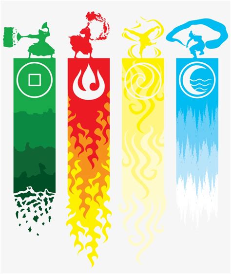 Earth, Fire, Air And Water - Avatar The Last Airbender Designs - 5580x6362 PNG Download - PNGkit