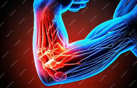 Premium Photo | Elbow injury sports injury highlighted in red Medical ...