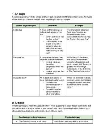 Parts Of Reaction Paper