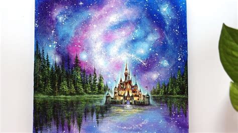 A Galaxy near Disney Castle💫/ Acrylic Painting Tutorial🎨 - YouTube