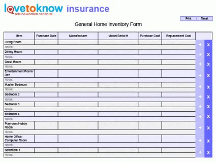 Household Inventory List Template | PDF Template