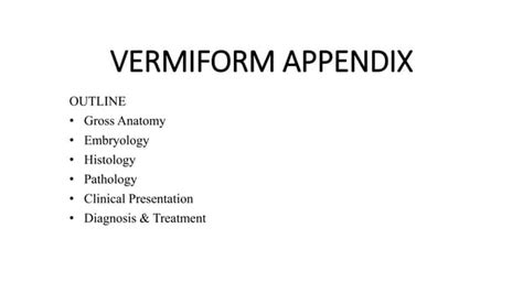 The Vermiform Appendix: Gross Anatomy, Embryology, Histology, Pathology, Clinical Presentation ...