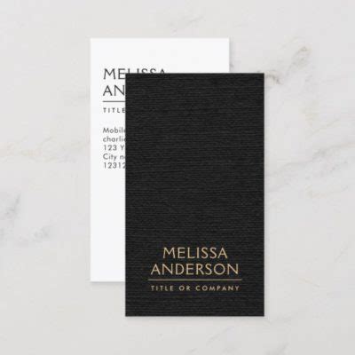 Black faux linen vertical modern minimalist business cards - Perfectly Custom