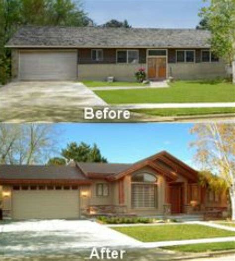 Exterior before and after | Ranch house remodel, Exterior remodel ...