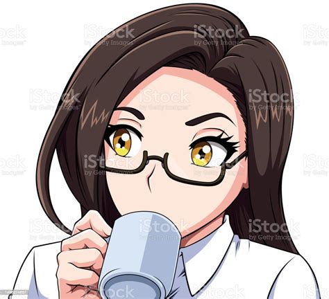 Anime Girl Drinking Coffee On White Stock Illustration - Download Image Now - American Culture ...