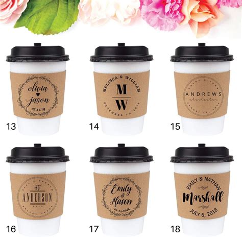 Coffee Sleeve Stamp Wedding Coffee Cup Couples Monogram Hot - Etsy