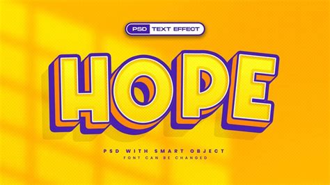 Free PSD | Hope cartoon style 3d bold text effect