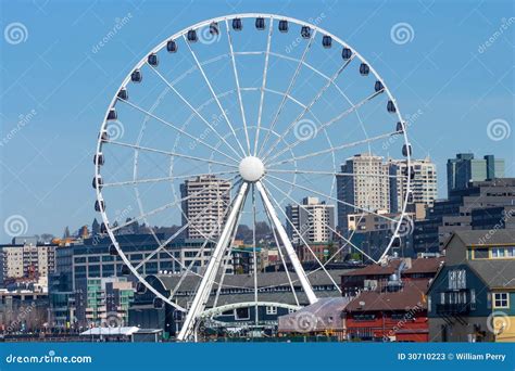 Ferris Wheel Buildings Waterfront Seattle Washington Stock Image - Image of cityscape, historic ...