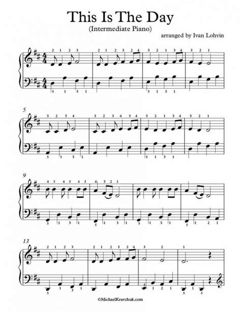 Free Piano Arrangement Sheet Music – This Is The Day – Michael Kravchuk