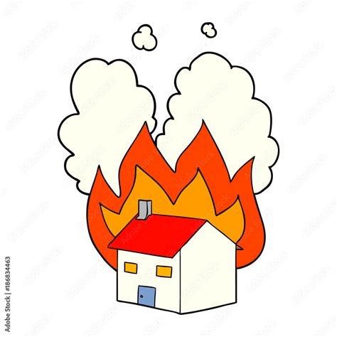 cartoon burning house Stock Vector | Adobe Stock