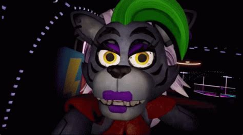 an animated cat with yellow eyes and green hair