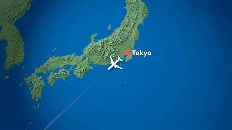 Air Travel Flying Route Destination Japan Stock Motion Graphics SBV ...